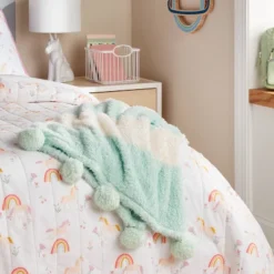 Teddy Bear Striped Kids' Throw Plush - Pillowfort™