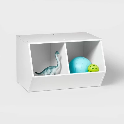 Stackable Laminate 2-Compartment Kids' Bin White - Pillowfort⢠- Image 2